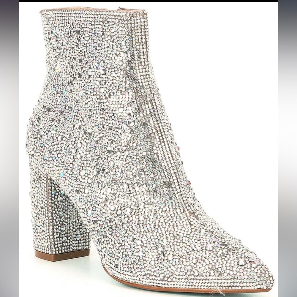 NIB BETSEY JOHNSON cady rhinestone bootie - in original packaging